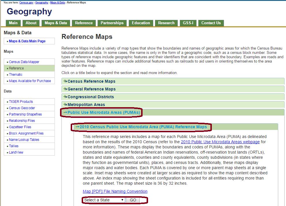 finding your PUMA in census geography reference maps